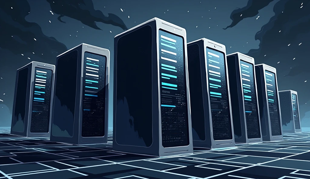 cloud servers and black comic type vector