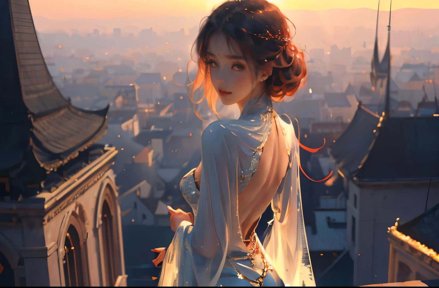 (practical, Photorealistic:1.37), (masterpiece, Highest quality:1.2), (Ultra-high resolution:1.2), (Original photo:1.2), (Clear focus:1.3), (Face Focus:1.2), (Highly detailed CG Unity 8k wallpaper:1.2), (Beautiful Skin: 1.2), (Pale skin:1.3), (Super sharp focus: 1.5), (Super sharp focus:1.5), (Beautiful and clean face:1.3), (非常にDetailed Background, Detailed Background:1.3), Bokeh, Depth of written boundary, rest, Image of a Very Cute and Beautiful Japanese Woman, , business suit, (2:1.1), smileの少女の肖像画, Full body image, from the front, Symmetrical Configuration, (Studio Lighting:1.3), (Cinema Lighting:1.3), (Rear window lighting is backlit:1.3), (surface light:1.3), Light Enveloping Her Entire Body, Looking straight at you, Persistence, Sexy model posing, rest, (Chestnut Half-Hair:1.2), Light green eyes, Beautiful Eyes, Princess Eyes, Mahogany Hair, A single hair, bangs, slim, Abdominal muscles, (Huge breasts;1.35), (Willow West:1.15), (Details of a beautiful girl:1.4), (Elegant and gorgeous deep red lace silk red wedding dress:1.3), (BaliOcean view背景:1.2), (smile, happiness:1.3), ((Perfect female body)), (Upper body image:1.3), Encircling the head, Perfect Dramatic, Volumetric lighting, Professional majestic oil painting, Glowing Skin, CT Anatomy, Perfect Proportions, 8.Five Really Small, Face Focus, Ultra practical Photo, Extremely clear images, Ultra-high definition images, Bali, Ocean view, nature, External, ((walking beach:1.2,evening,Sunset,夜空にたくさんのstarが美しく輝いている, 長時間露光されたstar空に、Many circular orbits are visible in the image.,無数のstarが輝き、Shining with a fantastic light. star々is bright and vivid)),