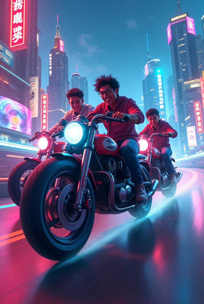 3 people riding on a motorcycle arcade game