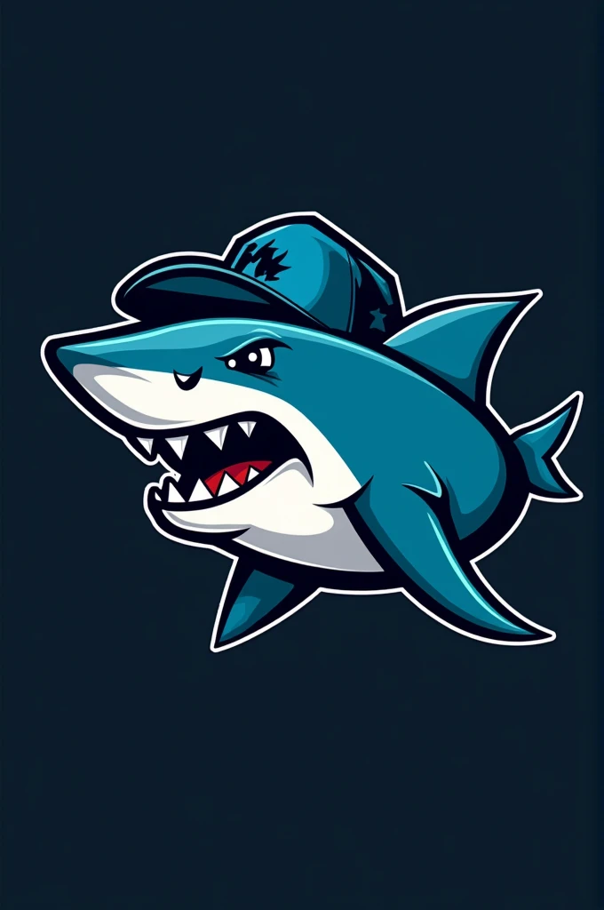 Shark gaming style logo with New Era cap