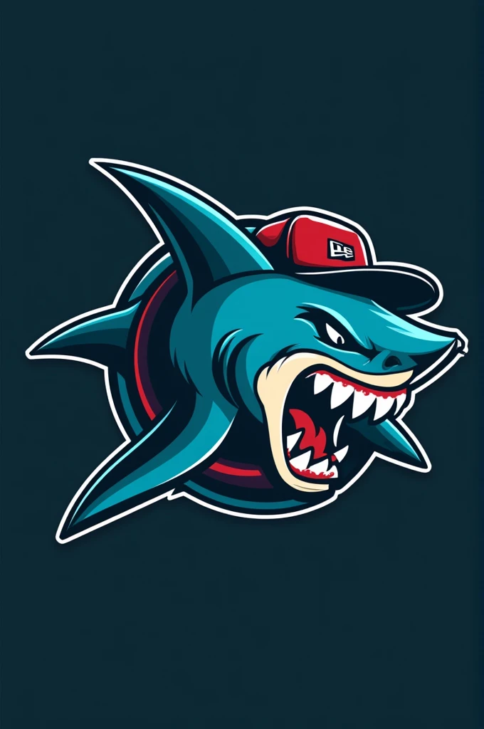 Shark gaming style logo with New Era cap