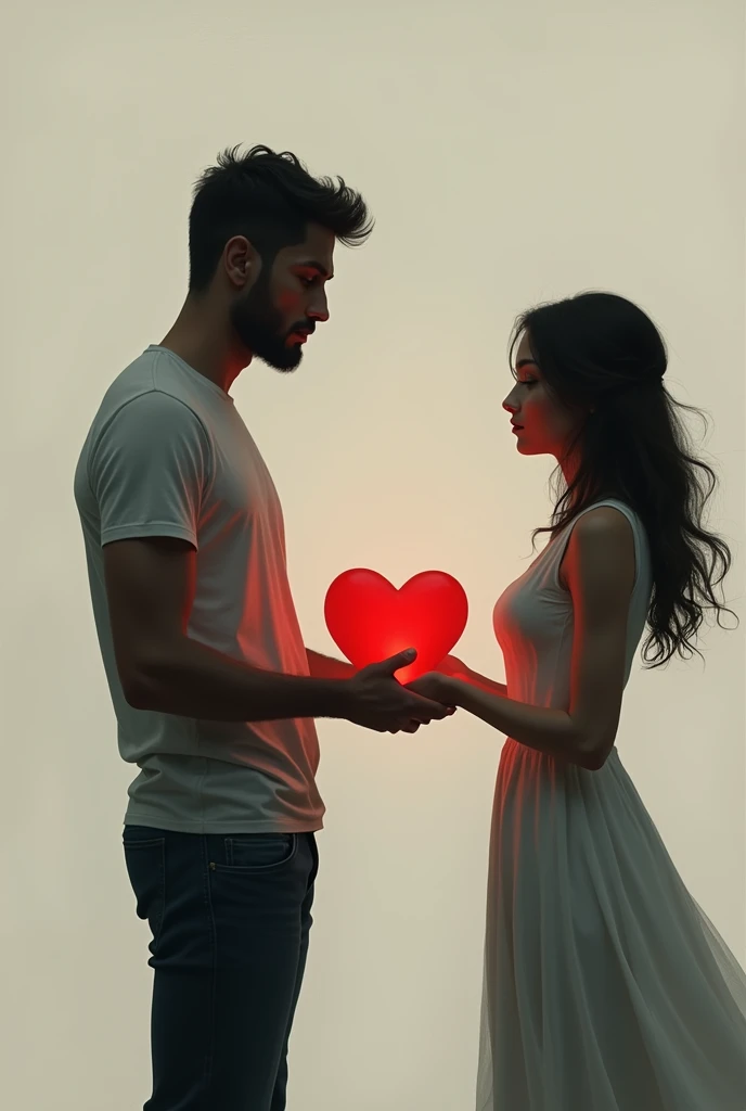 Men giving his heart to another person