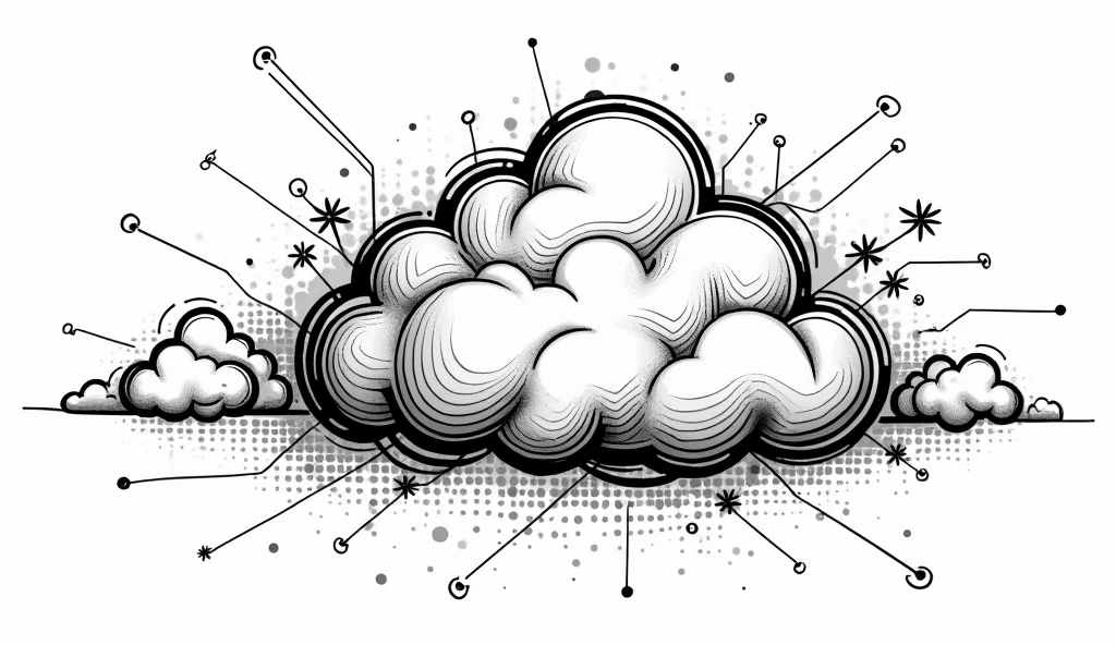 cloud internet service network and black comic type vector white background