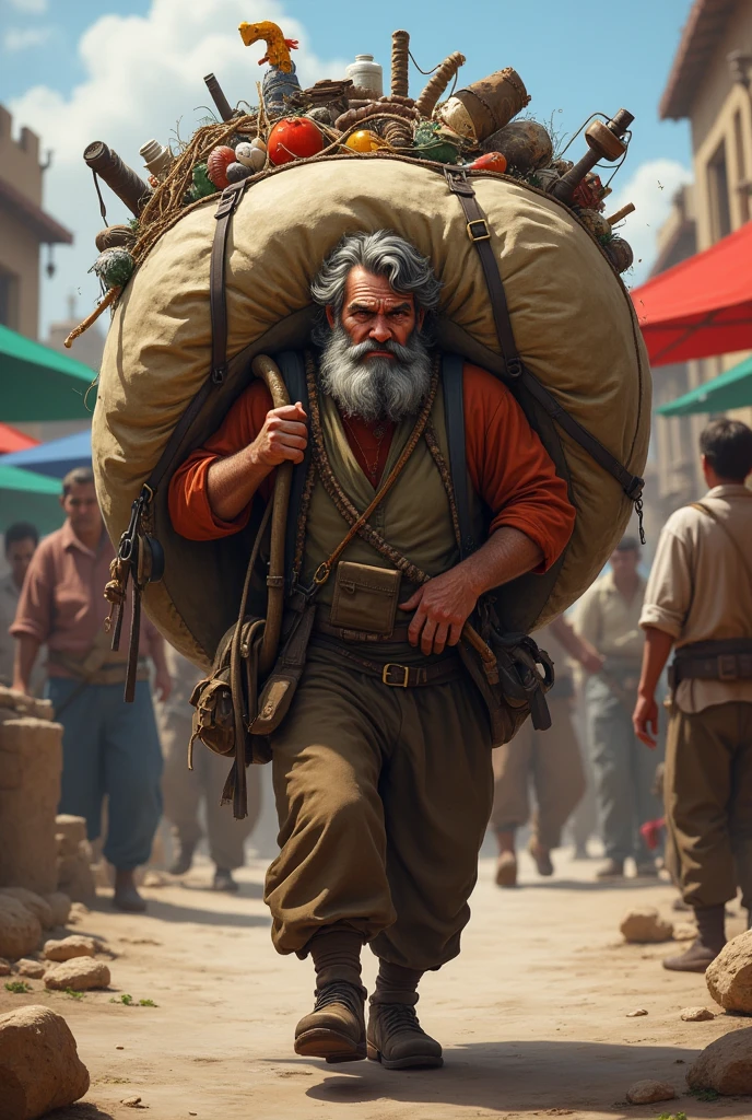 man holding large quantity of goods