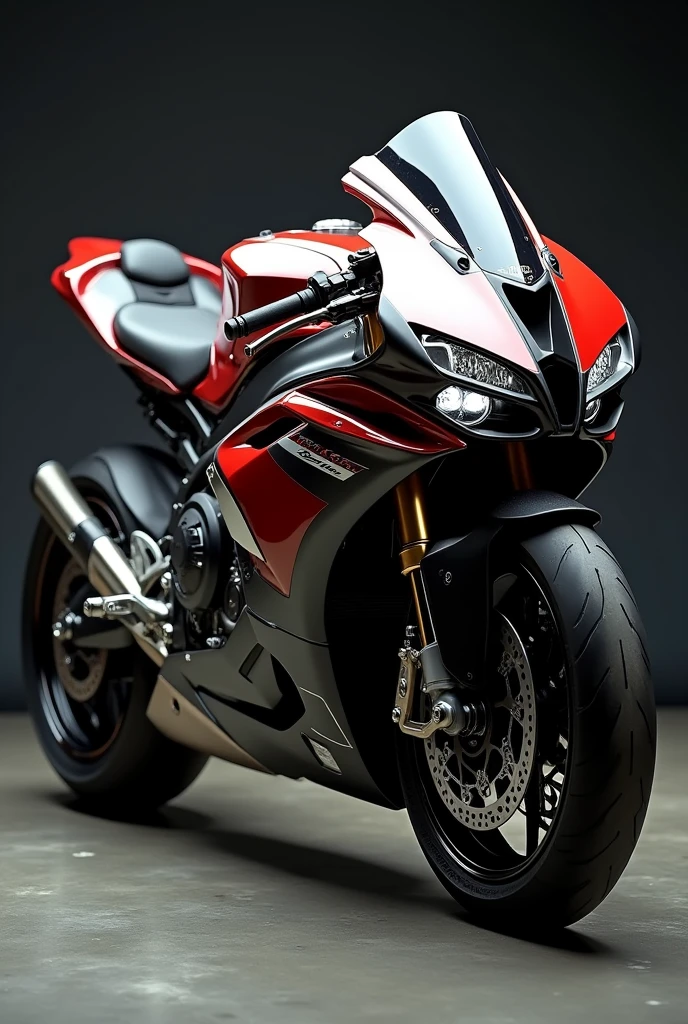 And bike with duke 3rd gents head and tail with Yamaha r144v and  body with Kawasaki 1000rr
Colour combination black white red and golden colour