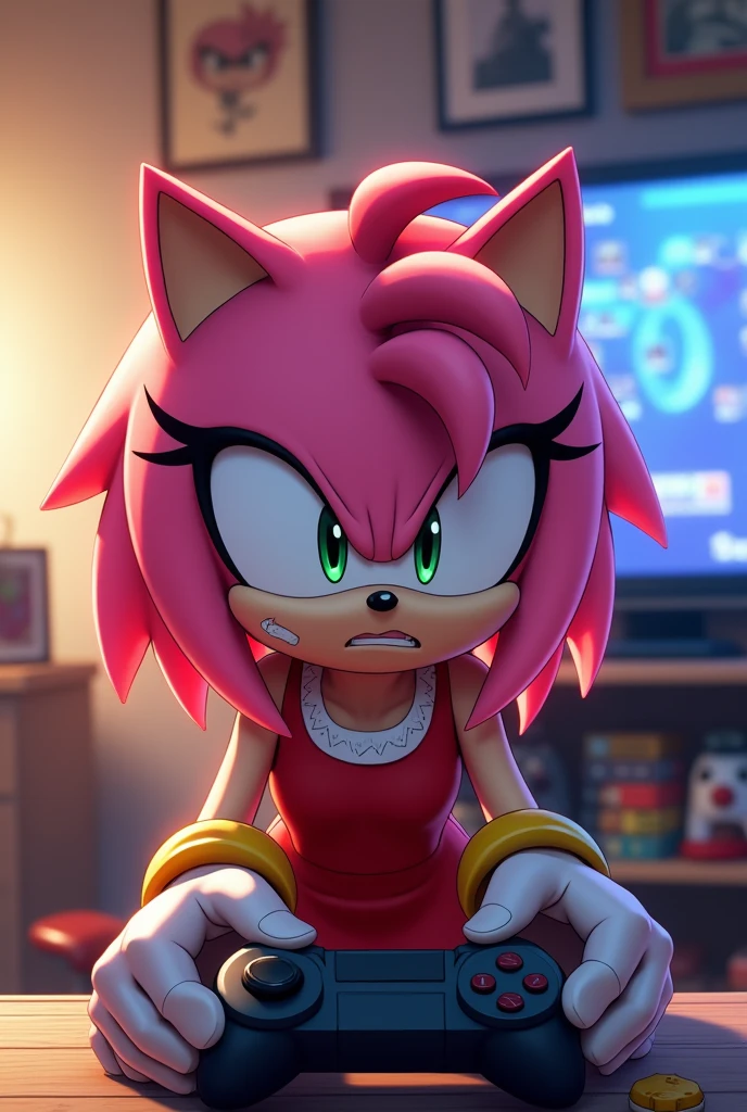 Amy rose playing free fire and loses and gets angry 