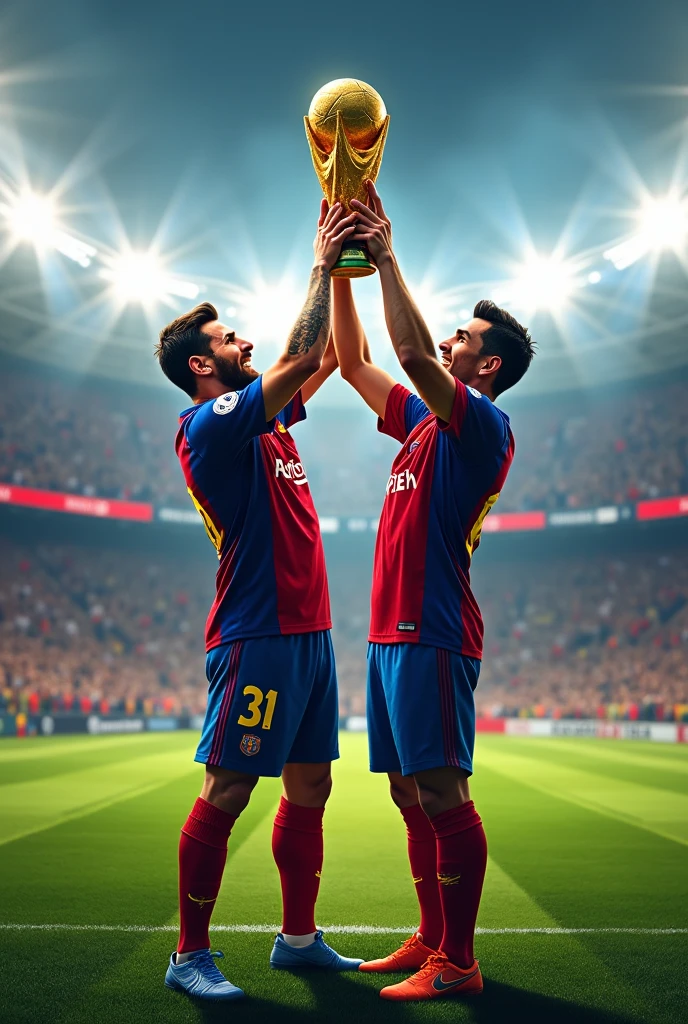 Leonel Messi and Cristiano Ronaldo winning the World Cup