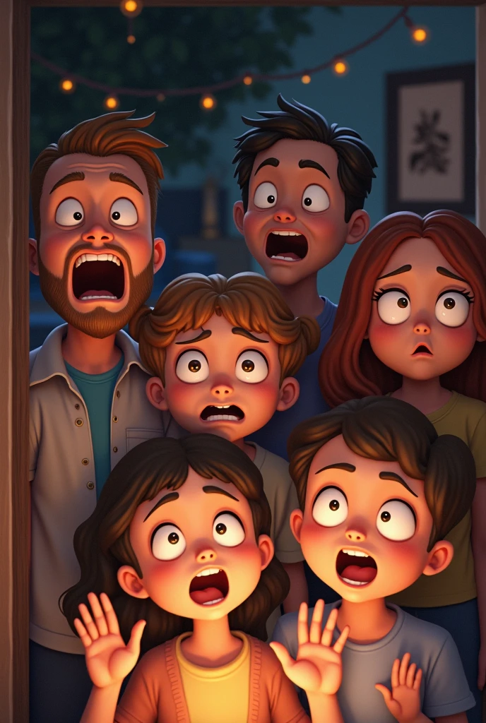 A family reunion with shocked faces