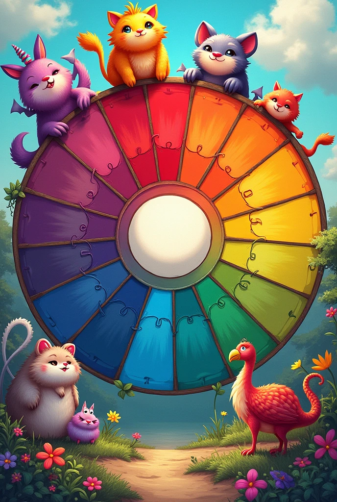 colorwheel with a design of cartoons make it creative 