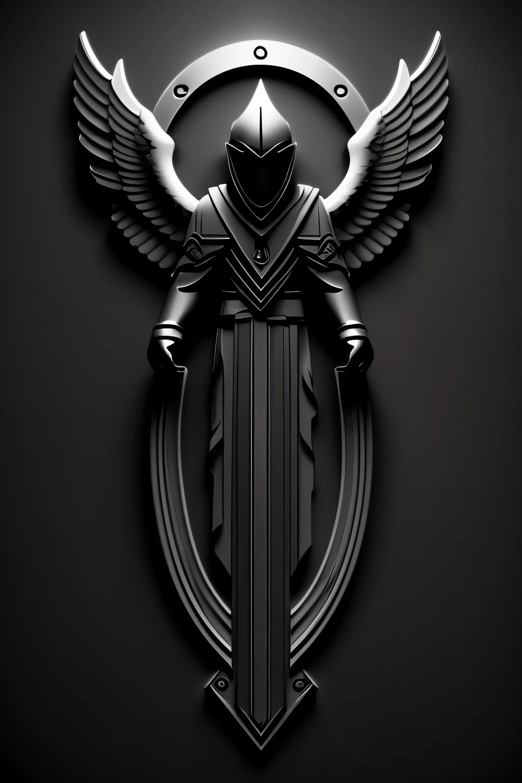 a logo of an alternative religion, it will be titled LGI. Dark grey tones, angelic light effect