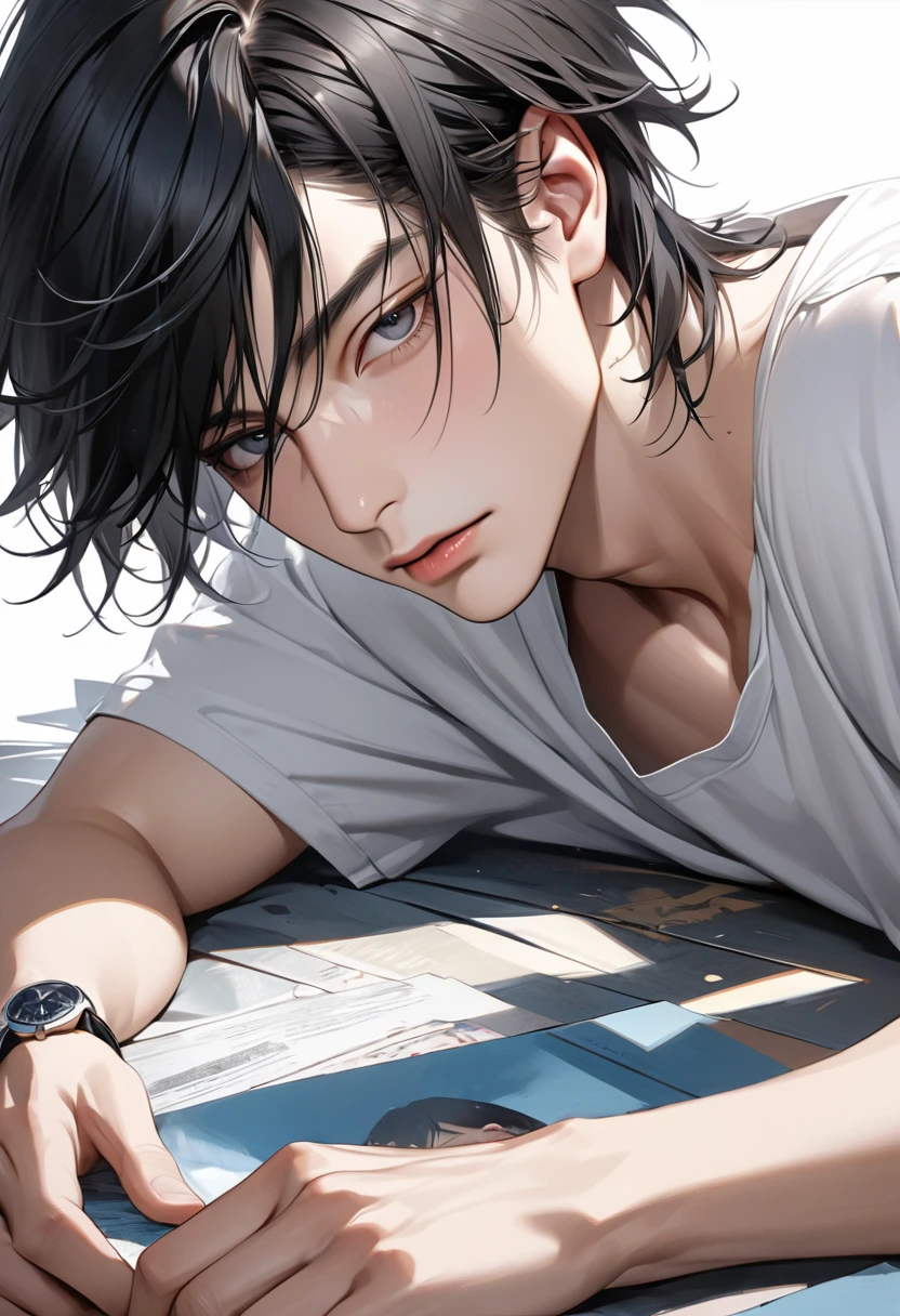 Ultra-realism、male、cool、Black Hair
