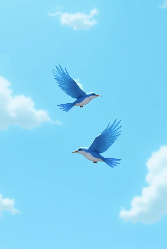 Two Blue Birds Flying Away