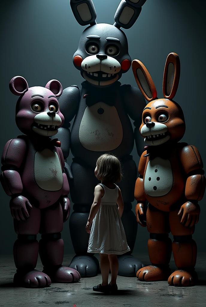 Create a fnaf image that says fnaf prototype that has shadow Bonnie and Freddy w.girl w.freddy w.Bonnie Chica, Bonnie y Freddy
