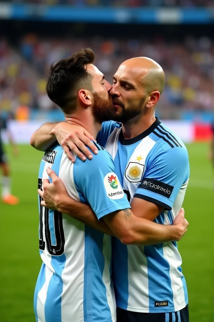 Messi kissing Infantino after the Copa America