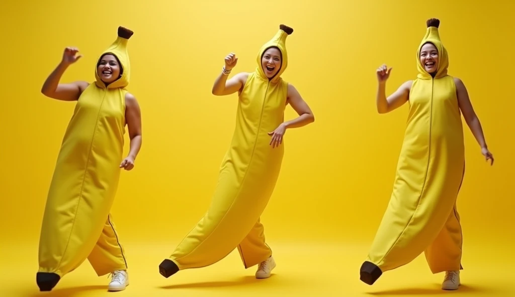 Mini video clip 3 adult women dressed as bananas dancing choreography 