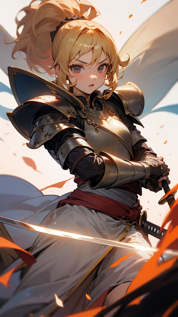 high resolution、ponytail、Blonde Perm、Warrior's、Gorgeous beautiful armor、sword、A beautiful fantasy red image reminiscent of medieval Europe。
Brave Warrior