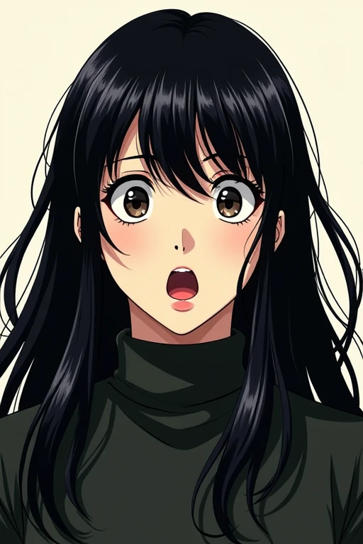 One person, Long Hair, bangs, Black Hair, surprise, Illustration, Kazuo Umezu-style illustration,