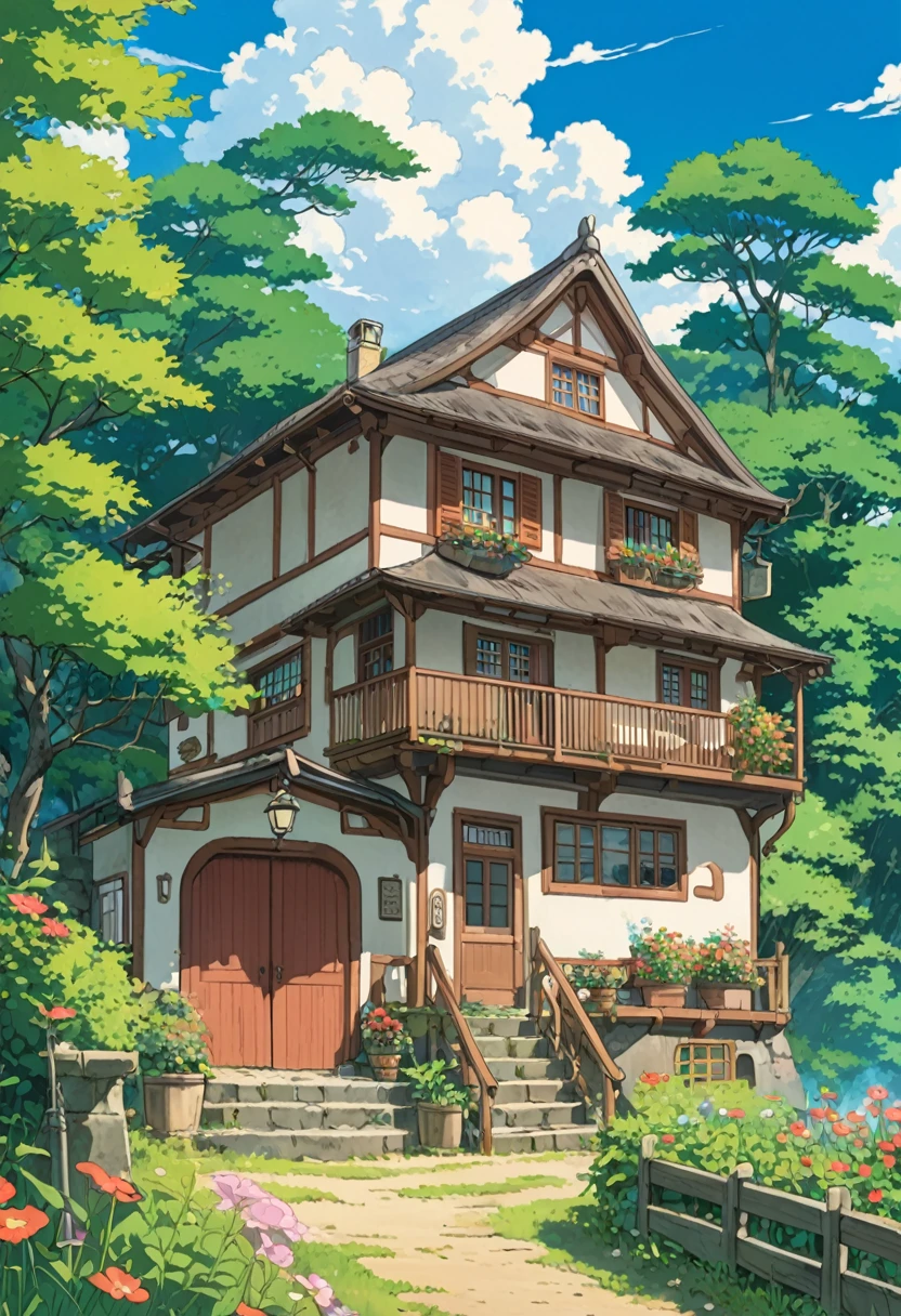 Studio Ghibli-style anime movies, Movie stills, Highest quality, masterpiece, Representative works, Official Art, Professional, Super intricate details, 8k, Nostalgic summer scenery