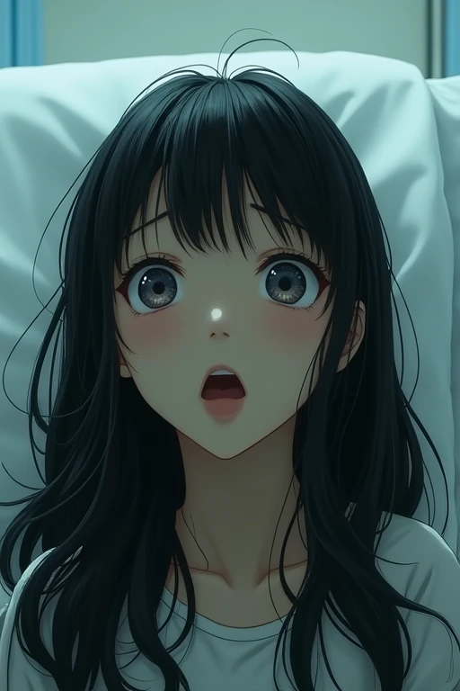 One person, Long Hair,Black Hair, surprise, hospital,Cinematography,