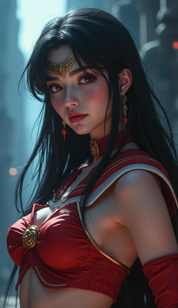 Sailor mars photorealistic, high quality, (RAW photo, best quality), (realistic, photorealistic: 1.4), (extremely delicate and beautiful: 1.4), amazing, fine details, masterpiece, ultra detailed, high resolution, best illustration, best shadow, intricate, ( extremely intricate: 1.2), (exquisitely detailed skin), cinematic light, perfect anatomy, (cool color: 1.4), sharp focus, 8k UHD, DSLR, (Fujifilm XT3),,(Fondo de ruinas de mazmorra en ruinas:1.4 ), (Sailor moon mars:1.4), (Sailor moon mars V2.1), (pose americano :1.4), (iluminación cinematográfica :1.4), Epic Fantasy Art Style HD, 4K fantasy art, epic fantasy digital art style, epic fantasy art style, Fantasy Woman, epic fantasy art portrait, Epic fantasy style, hyperrealistic fantasy art, hd fantasy art, Epic fantasy character art, epic fantasy art, in style of dark fantasy art, epic fantasy digital art, (Sailor moon mars:V2.1)