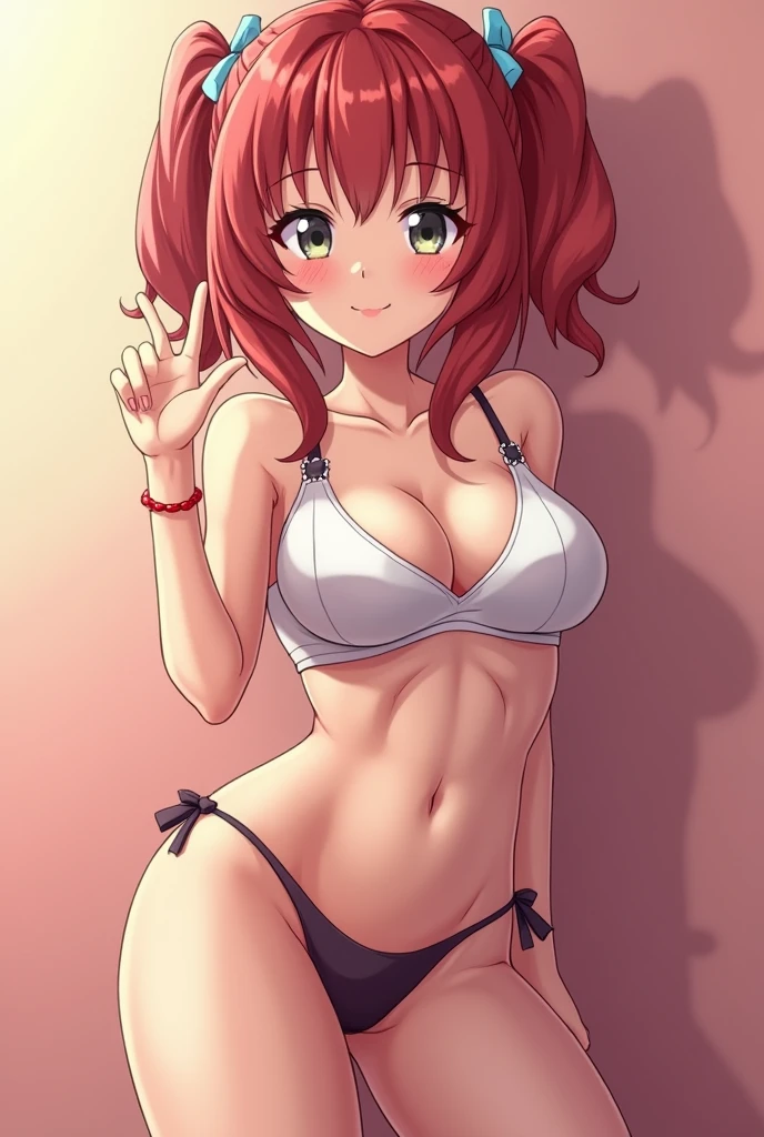 Make an anime girl showing her vagina