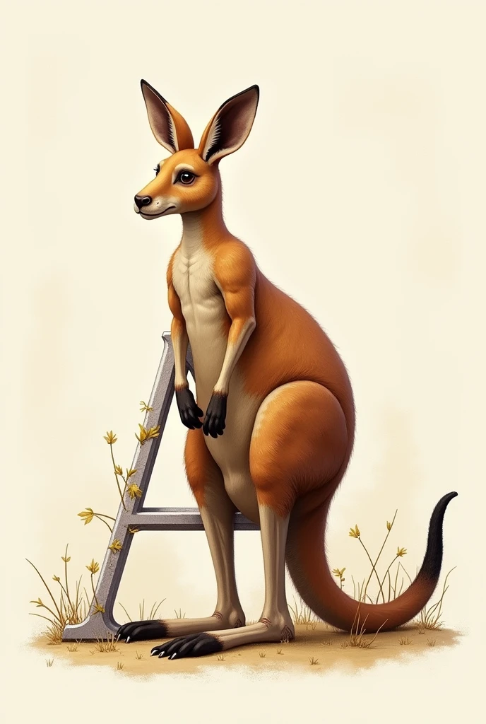 Decorate the letter A with a male kangaroo