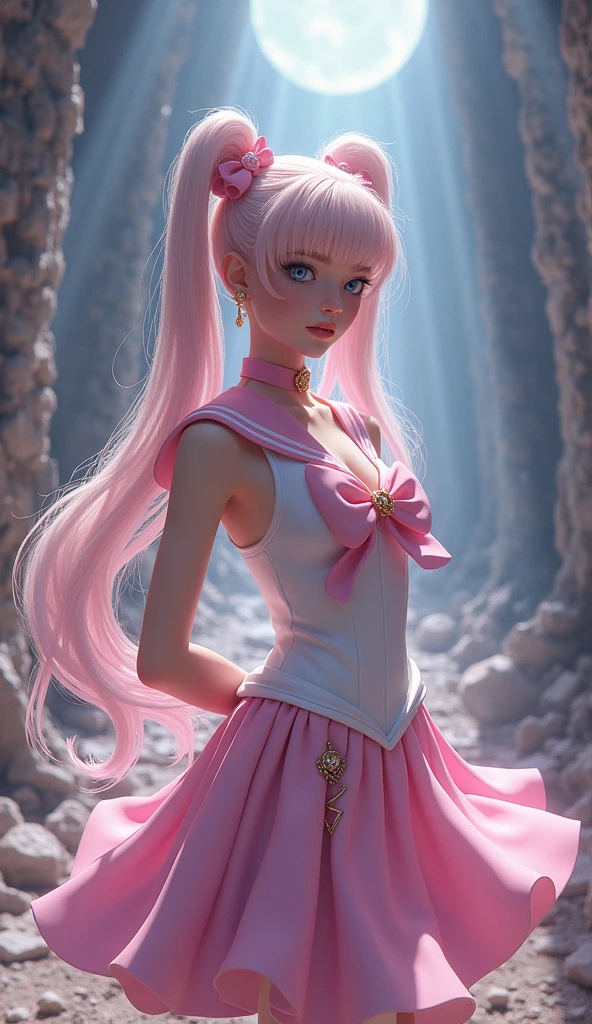 (absurdities, high resolution, ultra detailed, HdR), masterpiece, Best Quality, pastel colours, Light colors, Toei Animation,  (senshi sailor luna:1.4) , Pretty Guardian Sailor Moon character hands on her back and holding her hair and on the side there is a brooch, detailed character with detailed face, large eyes, ,(Tokyo cyberpunk ruined dungeon ruins background :1.4 ), (sailor moon Luna :1.4), (sailor moon Luna V2.1), (dynamic pose), More detailed 8K.unreal engine:1.4,UHD,La Best Quality:1.4, photorealistic:1.4, skin texture:1.4, masterpiece:1.8,first work, Best Quality,object object], (detailed face features:1.3),(The correct proportions),(Beautiful blue eyes:1.4 ),  (cowboy pose),( face detailed:1.4), high quality, (RAW photo, best quality), (realistic, photorealistic: 1.4), (extremely delicate and beautiful: 1.4), amazing, fine details, masterpiece, ultra detailed, high resolution, best illustration, best shadow, intricate, ( extremely intricate: 1.2), (exquisitely detailed skin), cinematic light, perfect anatomy, (cool color: 1.4), sharp focus, 8k UHD, DSLR, (Fujifilm XT3),(skirt lifted by itself: 1.1), (skirt lift: 1.3), (showing white panties: 1.4 ), (mostrando panties white :1.4) 