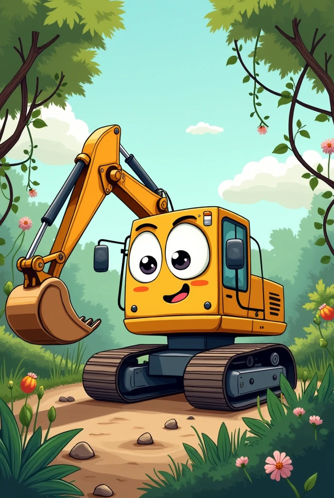 Escavator vs plants drawing easy