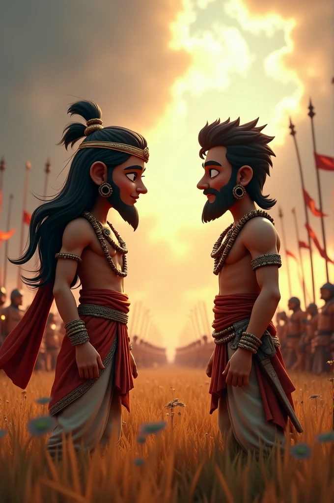 Generate cinematic 3d cartoon style How did Krishna’s teachings in the Bhagavad Gita impact Arjuna?