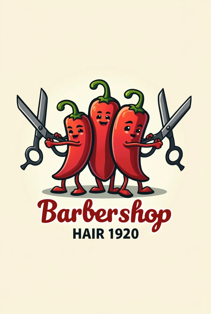Logo of a peppers with a cutting scissors called barber shop and style