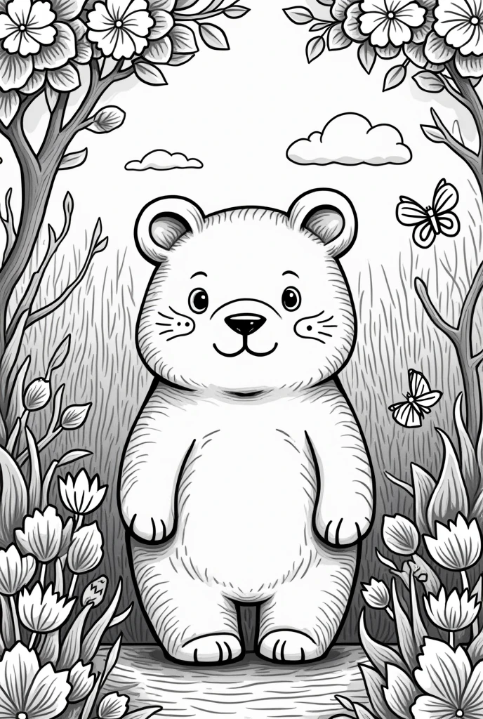 create a bobbie goods style coloring page
