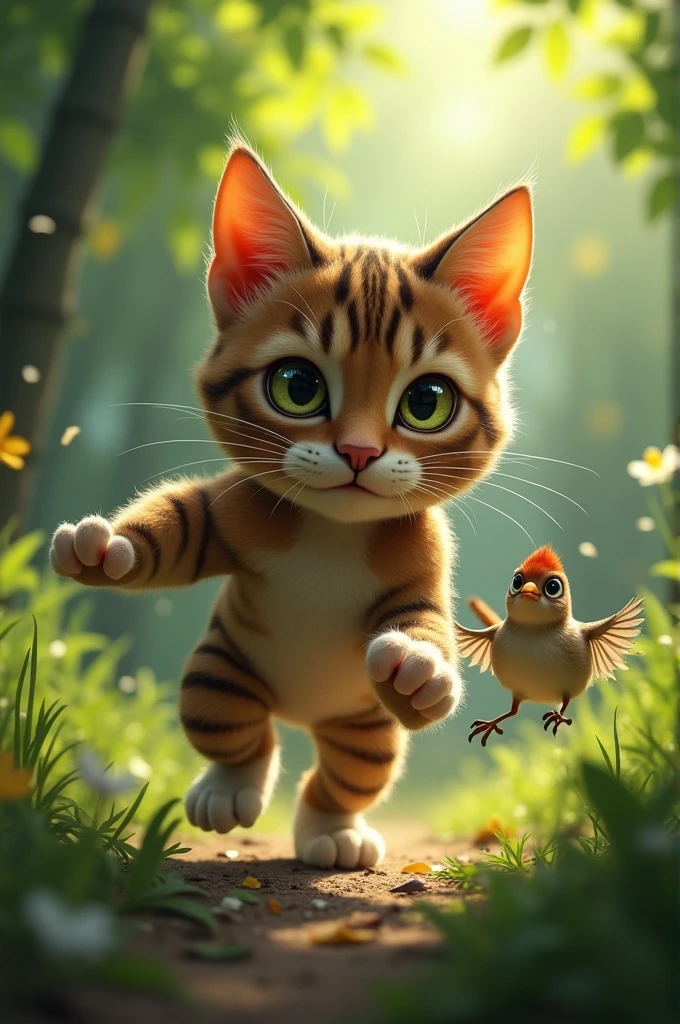 Cat saving bird