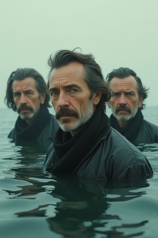 Middle-aged men,Sideburns, Bob Hair, Surrealism, Ocean,