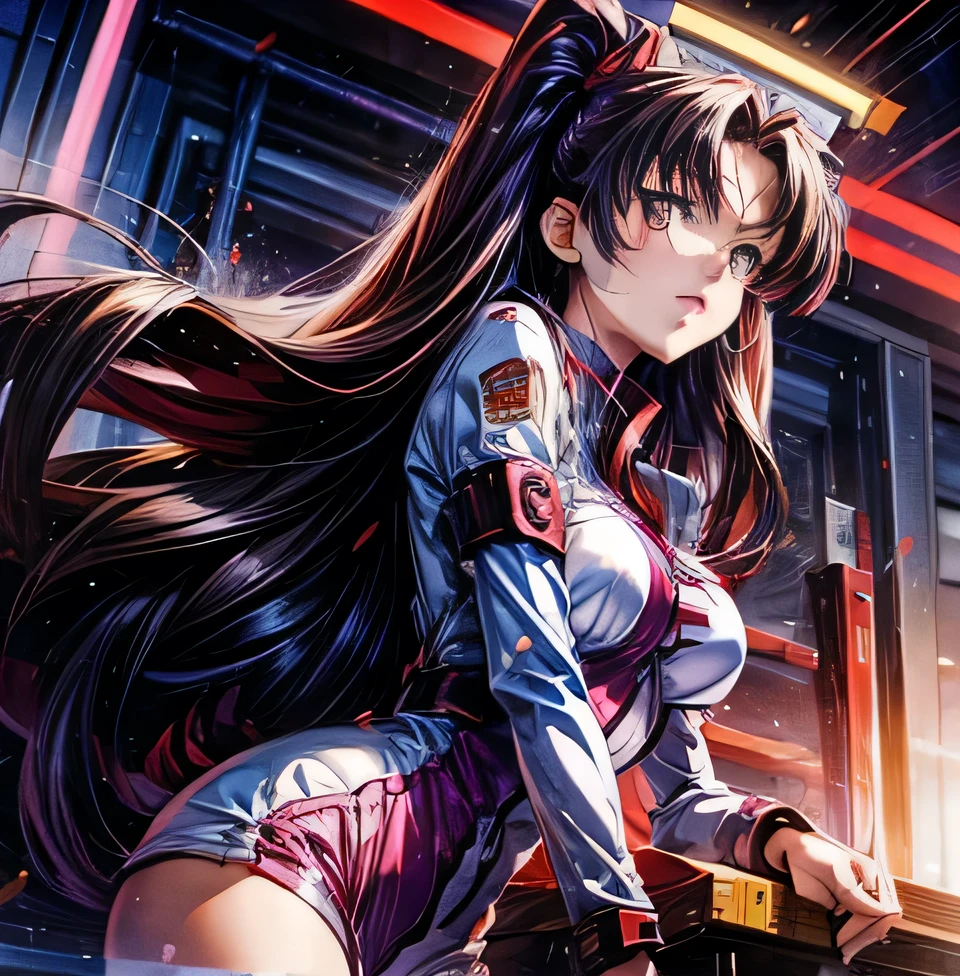 Eva Katsuragi Misato Purple Long Hair Whole person NERV Headquarters: First Level of Alert