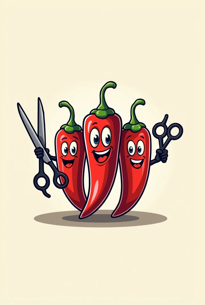 Logo of a peppers with a cutting scissors called barber shop and style