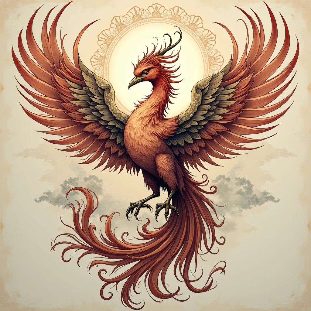 detailed phoenix tattoo on back, intricate oriental phoenix design, beautiful detailed phoenix, elegant oriental phoenix tattoo, highly detailed phoenix feathers, exquisite phoenix illustration, striking phoenix body art, dramatic phoenix tattoo art, dynamic phoenix motif, masterful phoenix ink artwork, magnificent phoenix body painting, elaborate phoenix graphic design, sophisticated phoenix tattoo pattern