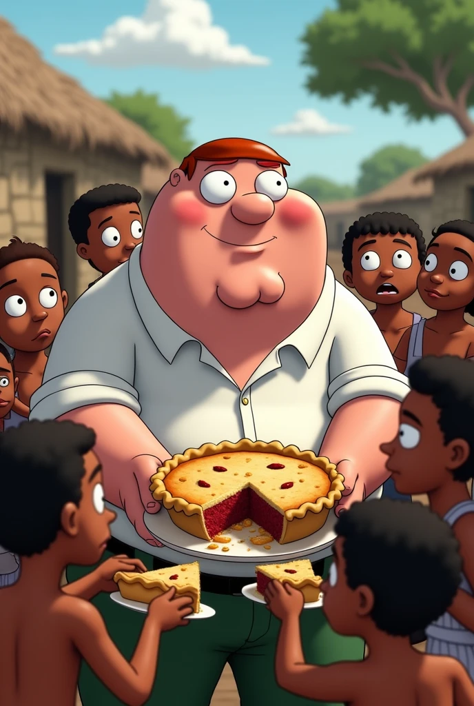 Peter griffin feeding skinny African kids a delicious pie 