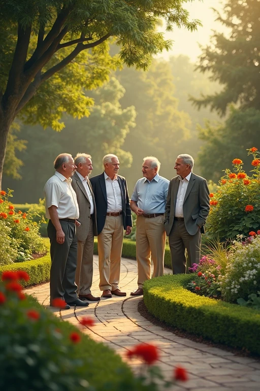 Middle-aged men,garden

