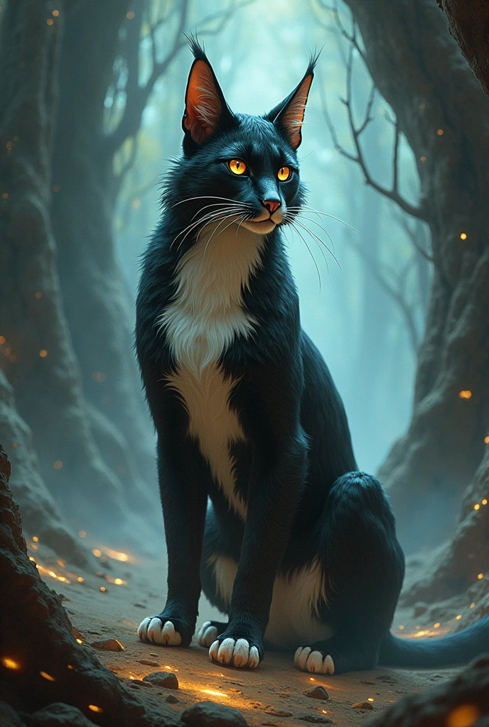 Gods of the Tabaxi Jalil Physical Characteristics: A feline figure with features of a big cat, like quick hairs and bright eyes. Jalil has an elegant and curious presence, with an appearance that reflects his hunting and mysterious nature.