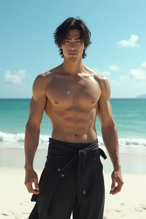 Japanese handsome man,beach,