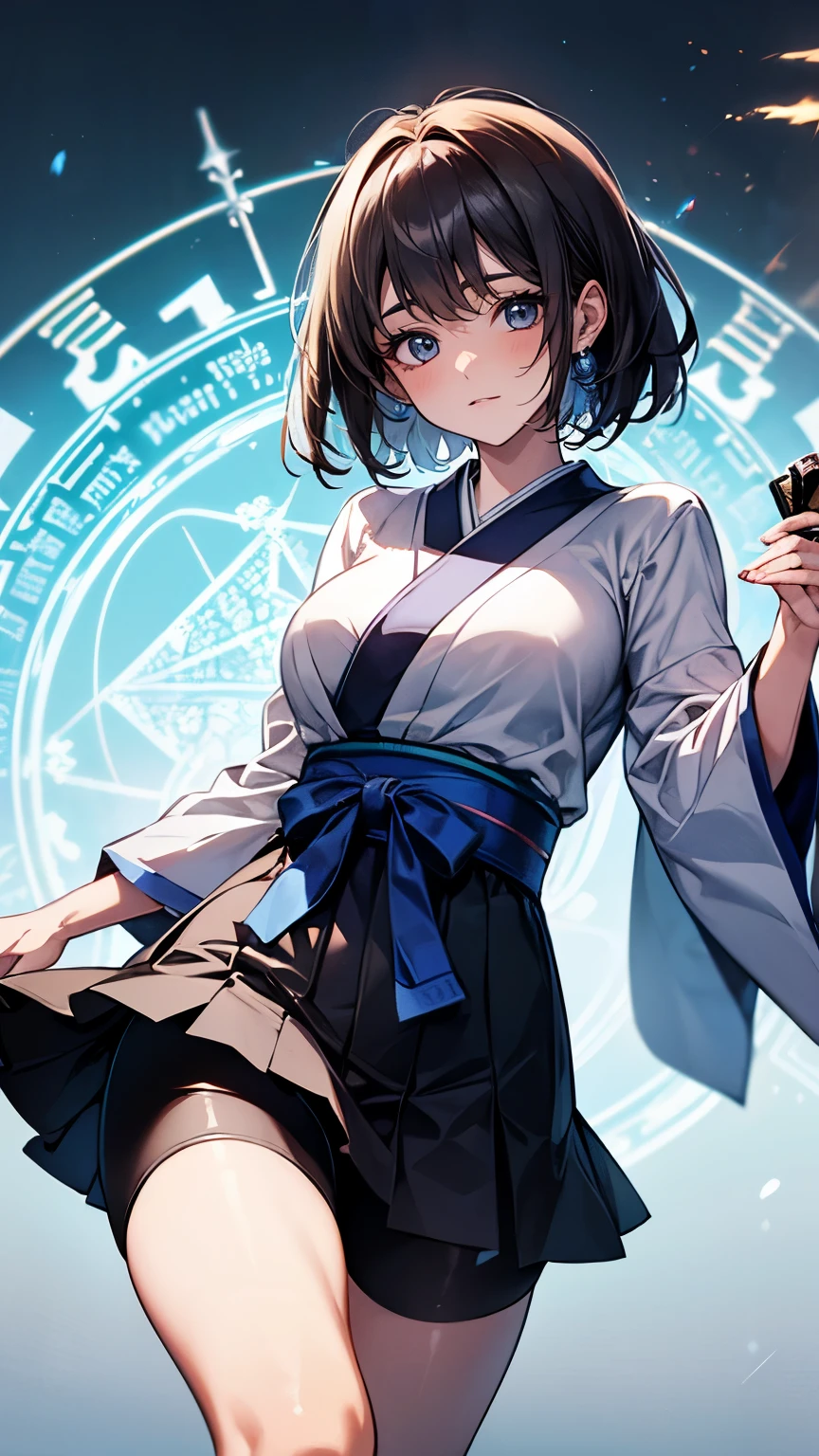 （Very delicate and beautiful：1.2）super model,,Beautiful breasts,voluptuous,【bike shorts】,,【3girls】,,Highest quality, High resolution, 8k,mini skirt,Japanese style,knife,Blue Flame.magic circle.