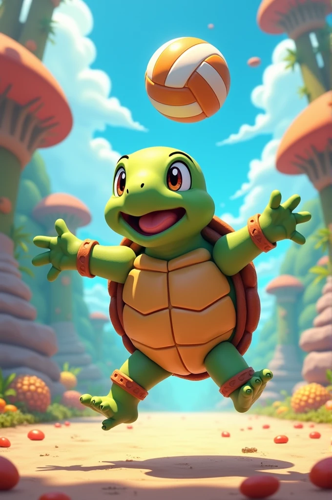 Happy land turtle playing anime indoor volleyball