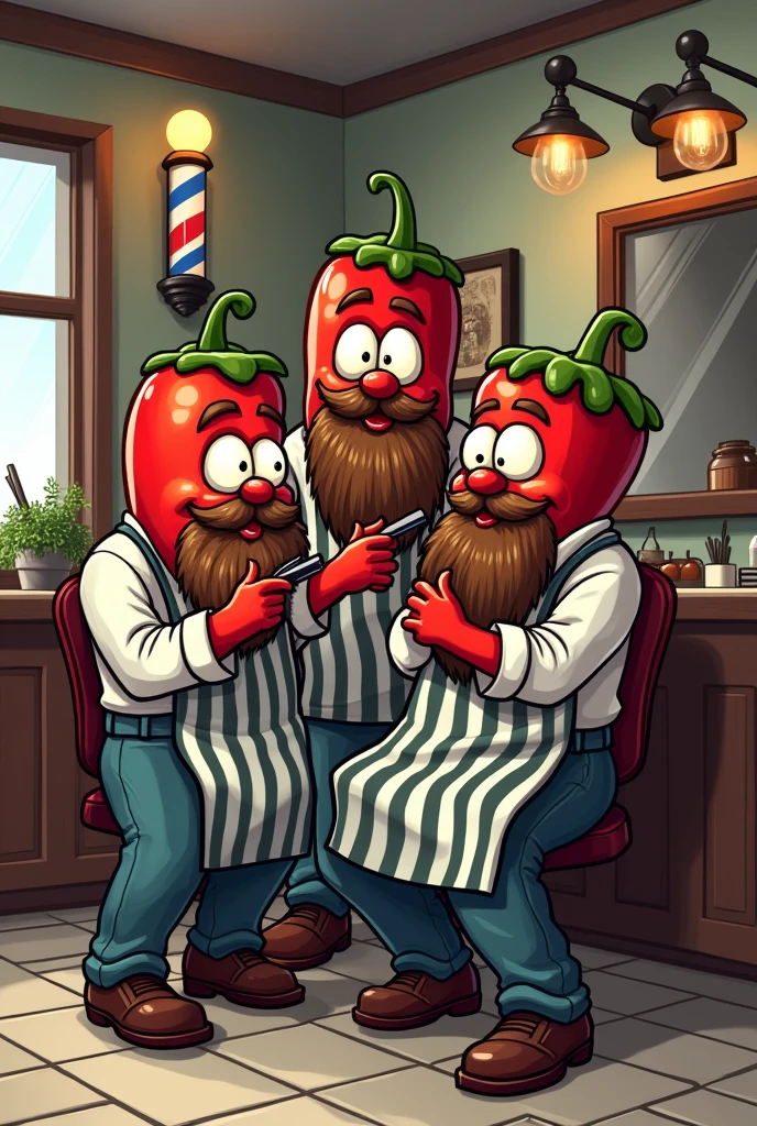 Logo of peppers with a beard working as a barber