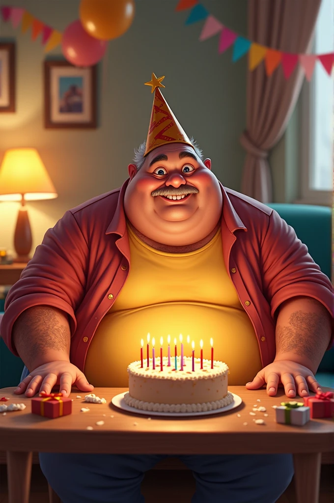 Fat man happy birthday