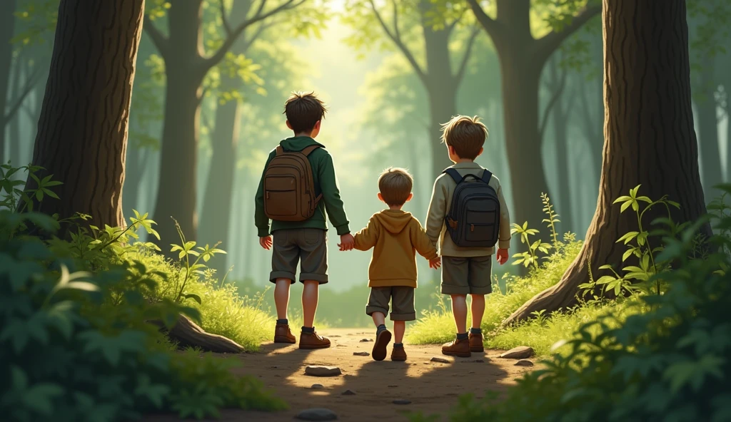 3 boys in the forest