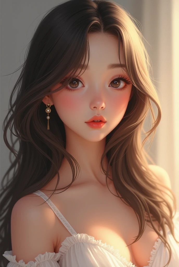 Beautiful girl with long hairstyles and sharp face and fair colour and so cute