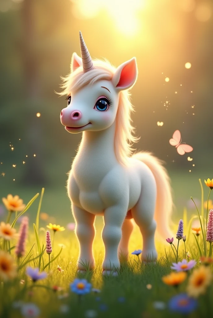 Baby unicorn, with a text "Thank you for coming to meet me, daphne"