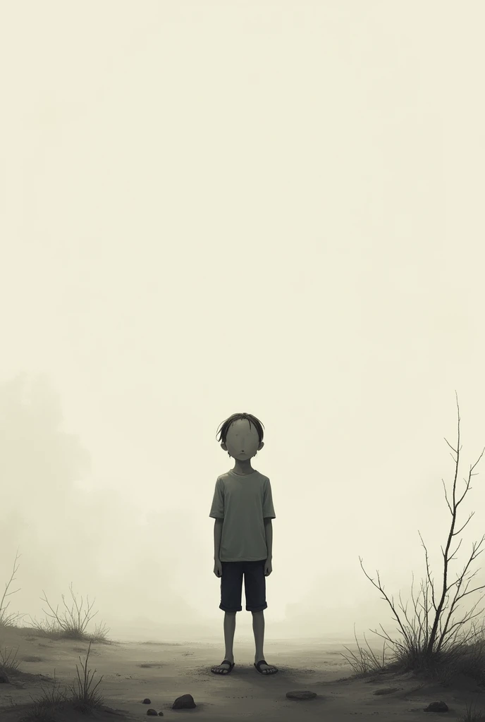 Faceless boy in a place with nothing 
