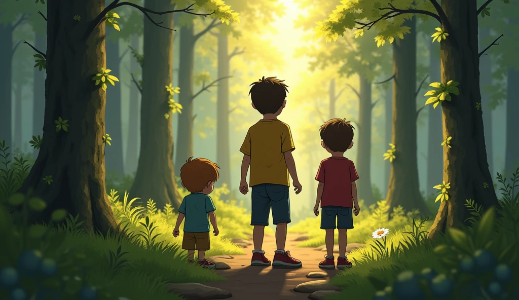 3 boy in the forest