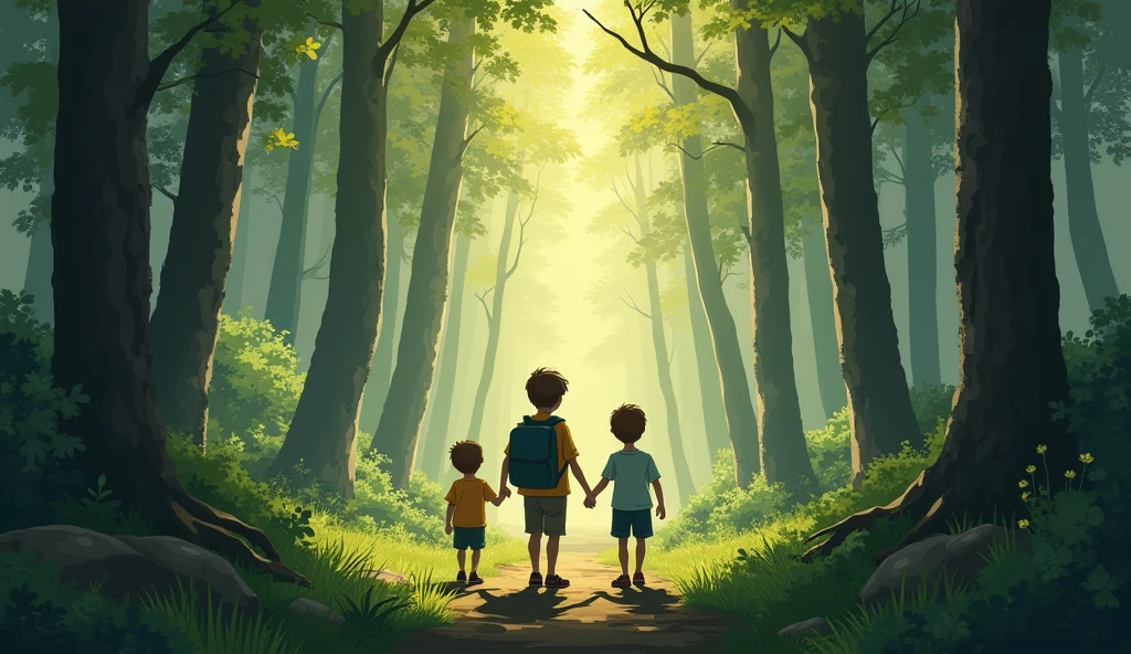 3 boy in the forest